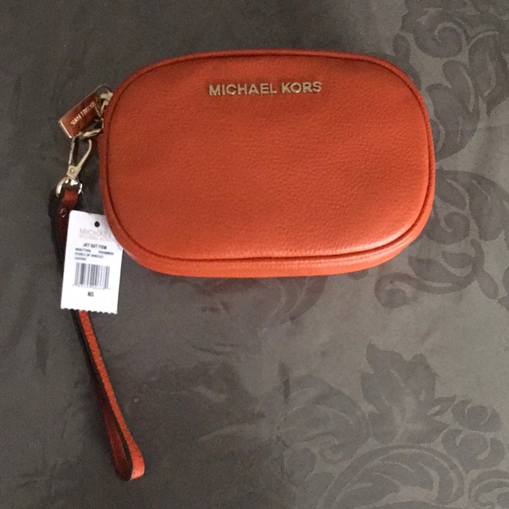 Michael Kors persimmon double zip wristlet BNWT